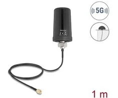 Delock 5G LTE GNSS WiFi 6 Antenne SMA Stecker 1,1 - 4,0 dBi omnidirektional mit Anschlusskabel ULA100 1 m Dachmontage outdoor juodas