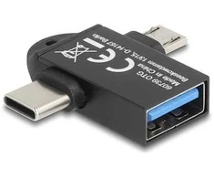 Delock Adapteris USB 10 Gbps 2 in 1 USB-A Buchse zu USB Type-C™ Stecker + USB Micro-B Stecker OTG