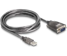 Delock Adapteris USB 2.0 Typ-A zu 1 x Seriell RS-232 D-Sub 9 Pin Stecker mit Muttern mit 3 x LED 3 m
