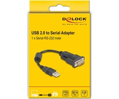 Kabelis USB Delock USB-A - RS-232 0.25 m Juodas (61549)