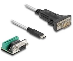 Delock Adapteris USB 2.0 Type-C™ zu 1 x Seriell RS-422/485 Stecker mit 6 Pin Terminalblock 5 V 2 m