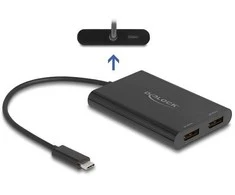 Delock Adapteris USB Type-C™ zu 2 x DisplayPort 4K 60 Hz mit DisplayLink® Grafik und USB PD