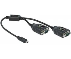 Delock Adapteris USB Type-C™ zu 2 x Seriell RS-232 DB9 mit 15 kV ESD Schutz