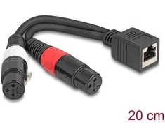 Delock Adapterkabel RJ45 Buchse zu 2 x XLR 3 Pin Buchse juodas 20 cm