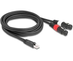 Delock Adapterkabel RJ45 Stecker zu 2 x XLR 3 Pin Buchse juodas 2 m