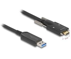 Delock Aktives Optisches Kabelis USB 10 Gbps Typ-A Stecker zu USB Type-C™ Stecker mit Schrauben seitlich 15 m