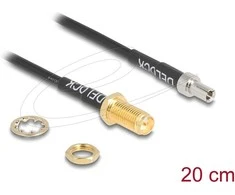Delock Antennenkabel RP-SMA Buchse zum Einbau zu TS-9 Stecker RG-174 20 cm