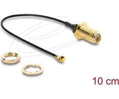Delock Antennenkabel SMA Buchse zum Einbau zu I-PEX Inc., MHF® I Stecker 1.13 10 cm Gewindelänge 10 mm