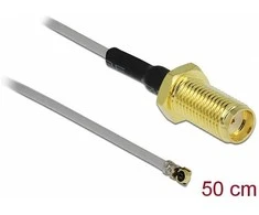 Delock Antennenkabel SMA Buchse zum Einbau zu I-PEX Inc., MHF® 4 Stecker 0.81 50 cm Gewindelänge 10 mm
