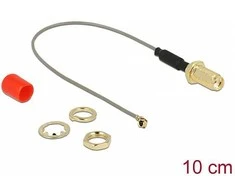 Delock Antennenkabel SMA (Buchse zum Einbau) > MHF (Stecker) (grau/auksinis, 10cm)