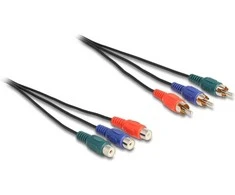 Delock Cinch RGB Verlängerungskabel 3 x Stecker zu 3 x Buchse 3 m