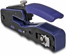 Delock Crimp-Zange für 8P/ RJ45 Modularstecker (juodas/blau, mit Klinge und Abisolierer (Easy-Connect))