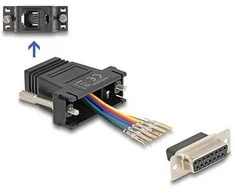 Delock D-Sub 15 Pin Buchse zu RJ12 Buchse Montagesatz juodas