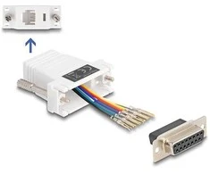 Delock D-Sub 15 Pin Buchse zu RJ12 Buchse Montagesatz baltas