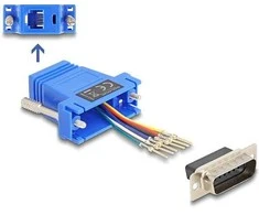 Delock D-Sub 15 Pin Stecker zu RJ12 Buchse Montagesatz blau