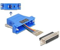 Delock D-Sub 25 Pin Buchse zu RJ12 Buchse Montagesatz blau