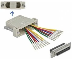 Delock D-Sub 25 Pin Crimp Buchse zu 2 x RJ45 Buchse mit Montagesatz beige