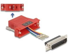 Delock D-Sub 25 Pin Stecker zu RJ12 Buchse Montagesatz raudona