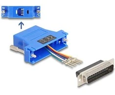 Delock D-Sub 25 Pin Stecker zu RJ12 Buchse Montagesatz blau