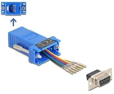 Delock D-Sub 9 Pin Buchse zu RJ12 Buchse Montagesatz blau