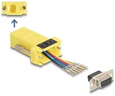 Delock D-Sub 9 Pin Buchse zu RJ12 Buchse Montagesatz gelb