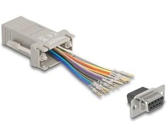Delock D-Sub 9 Pin Buchse zu RJ50 Buchse Montagesatz grau
