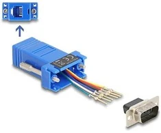 Delock D-Sub 9 Pin Stecker zu RJ12 Buchse Montagesatz blau
