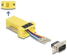 Delock D-Sub 9 Pin Stecker zu RJ12 Buchse Montagesatz gelb