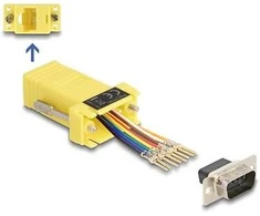 Delock D-Sub 9 Pin Stecker zu RJ45 Buchse Montagesatz gelb