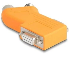 Delock D-Sub 9 Stecker und Buchse zu M12 Stecker und Buchse A-kodiert 5 pin CAN Bus Verteiler 35° oranžinis