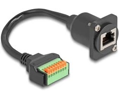 Delock D-Typ Kabelis RJ45 Buchse zu Terminalblock mit Drucktaster Cat.5e juodas 30 cm