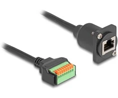 Delock D-Typ Kabelis RJ45 Buchse zu Terminalblock mit Drucktaster Cat.5e juodas 30 cm