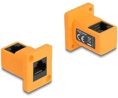 Delock D-Typ Modul RJ45 Buchse zu Buchse 90° gewinkelt oranžinis