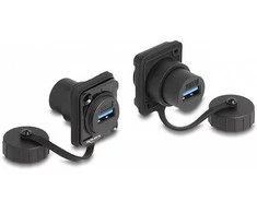Delock D-Typ Modul USB 5 Gbps Typ-A Buchse zu USB 5 Gbps Typ-A Buchse mit Verschlusskappe IP67 staub- und wasserdicht