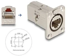 Delock D-Typ RJ45 Einbaubuchse / Kupplung Cat.6A STP Metall