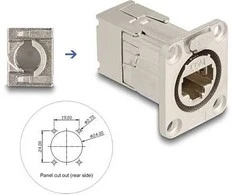 Delock D-Typ RJ45 Einbaubuchse mit LSA Anschluss Cat.6A STP Metall