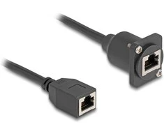 Delock D-Typ RJ45 Kabelis Buchse zu Buchse Cat.5e juodas 20 cm
