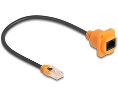 Delock D-Typ RJ45 Kabelis Stecker zu Buchse Cat.5e UTP oranžinis / juodas 30 cm