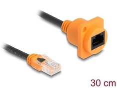 Delock D-Typ RJ45 Kabelis Stecker zu Buchse Cat.5e UTP oranžinis / juodas 30 cm