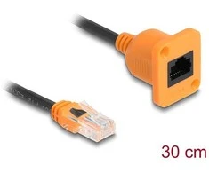 Delock D-Typ RJ45 Kabelis Stecker zu Buchse Cat.5e UTP oranžinis / juodas 30 cm