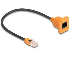 Delock D-Typ RJ45 Kabelis Stecker zu Buchse Cat.5e UTP oranžinis / juodas 30 cm