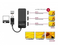 DLC DeLOCK 87737 vaizdo signalų daliklis DisplayPort 3x DisplayPort
