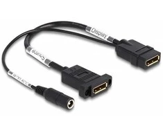Delock DisplayPort Kabelis 4K 60 Hz mit DC Einspeisung 2,1 x 5,5 mm 0,30 m zum Einbau