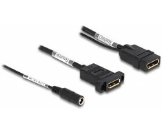Delock DisplayPort Kabelis 4K 60 Hz mit DC Einspeisung 2,1 x 5,5 mm 0,30 m zum Einbau