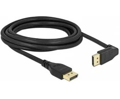Delock DisplayPort Kabelis Stecker gerade zu Stecker 90° oben gewinkelt 8K 60 Hz 3 m be Einrastfunktion