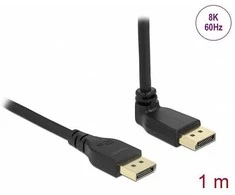 Delock DisplayPort Kabelis Stecker gerade zu Stecker 90° oben gewinkelt 8K 60 Hz 1 m be Einrastfunktion