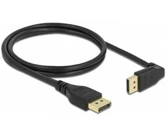 Delock DisplayPort Kabelis Stecker gerade zu Stecker 90° oben gewinkelt 8K 60 Hz 1 m be Einrastfunktion