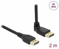 Delock DisplayPort Kabelis Stecker gerade zu Stecker 90° oben gewinkelt 8K 60 Hz 2 m be Einrastfunktion