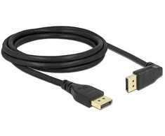 Delock DisplayPort Kabelis Stecker gerade zu Stecker 90° oben gewinkelt 8K 60 Hz 2 m be Einrastfunktion