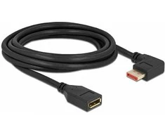 Delock DisplayPort Verlängerungskabel Stecker 90° rechts gewinkelt zu Buchse 8K 60 Hz 3 m